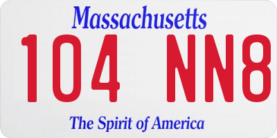 MA license plate 104NN8
