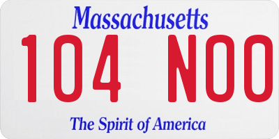 MA license plate 104NO0