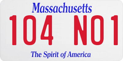 MA license plate 104NO1
