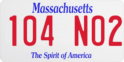 MA license plate 104NO2
