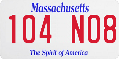 MA license plate 104NO8