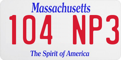 MA license plate 104NP3