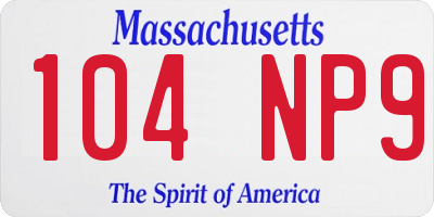 MA license plate 104NP9