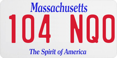 MA license plate 104NQ0