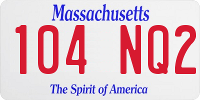 MA license plate 104NQ2