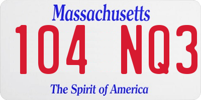 MA license plate 104NQ3
