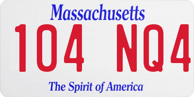 MA license plate 104NQ4