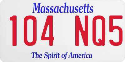 MA license plate 104NQ5