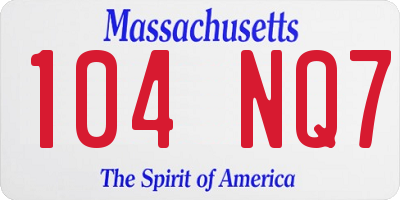 MA license plate 104NQ7