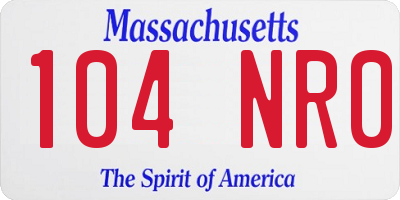 MA license plate 104NR0