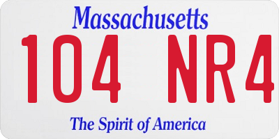 MA license plate 104NR4