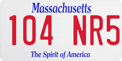 MA license plate 104NR5