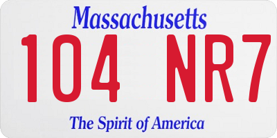 MA license plate 104NR7