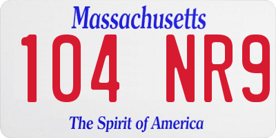 MA license plate 104NR9