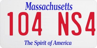 MA license plate 104NS4