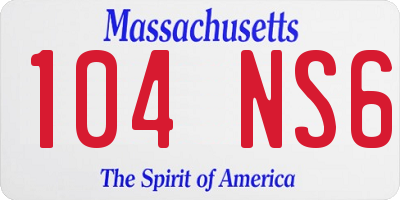 MA license plate 104NS6