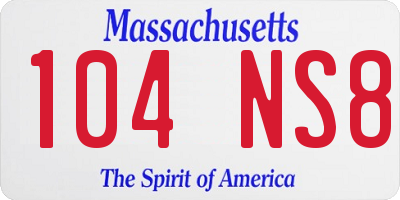 MA license plate 104NS8