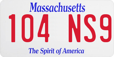 MA license plate 104NS9