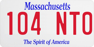 MA license plate 104NT0