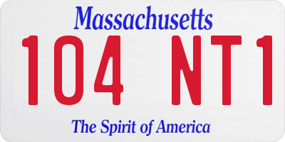 MA license plate 104NT1