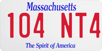 MA license plate 104NT4