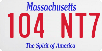 MA license plate 104NT7