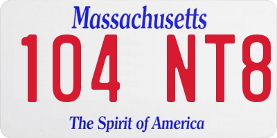 MA license plate 104NT8