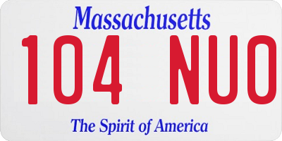 MA license plate 104NU0