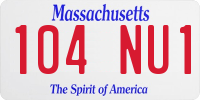 MA license plate 104NU1