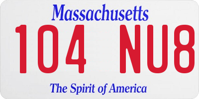 MA license plate 104NU8