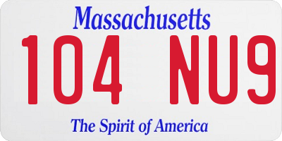 MA license plate 104NU9