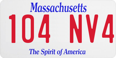 MA license plate 104NV4