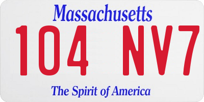 MA license plate 104NV7