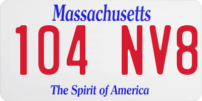 MA license plate 104NV8