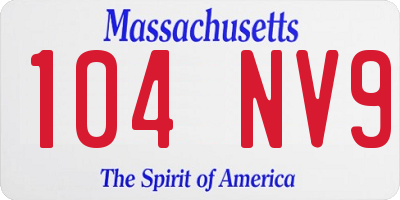 MA license plate 104NV9