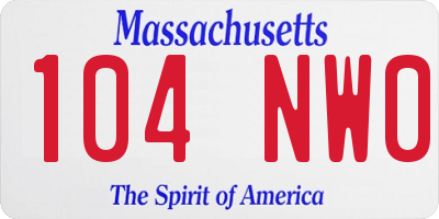 MA license plate 104NW0