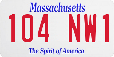 MA license plate 104NW1