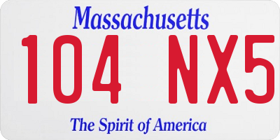 MA license plate 104NX5
