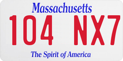 MA license plate 104NX7