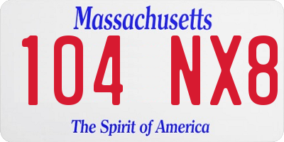 MA license plate 104NX8
