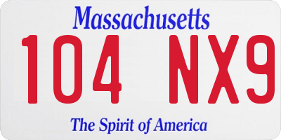 MA license plate 104NX9