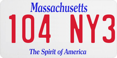 MA license plate 104NY3