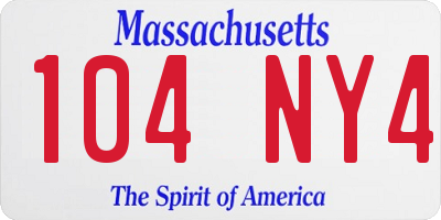 MA license plate 104NY4