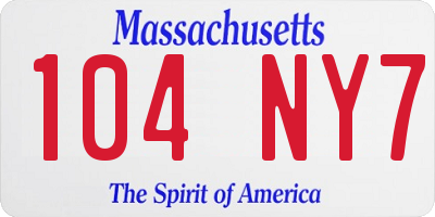 MA license plate 104NY7