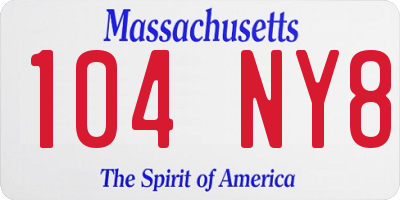 MA license plate 104NY8