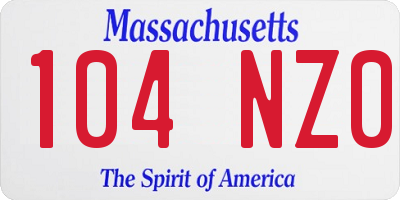 MA license plate 104NZ0