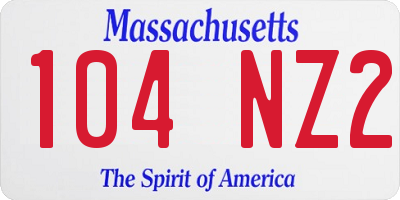 MA license plate 104NZ2