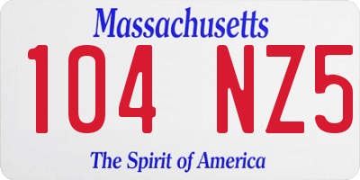 MA license plate 104NZ5
