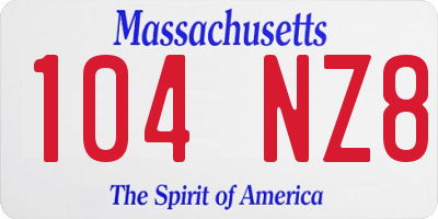 MA license plate 104NZ8