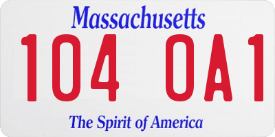 MA license plate 104OA1